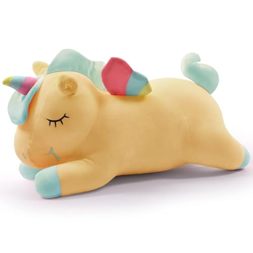 ADNOX Einhorn Plüschtier Kuscheltier Kuscheltier Regenbogen Flügel Kawaii Plüsch Spielzeug Kinder Plüschtier Weiß (30CM/11.8Inch, Gelb) von ADNOX