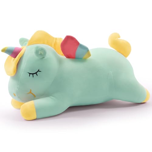 ADNOX Einhorn Plüschtier Kuscheltier Kuscheltier Regenbogen Flügel Kawaii Plüsch Spielzeug Kinder Plüschtier Weiß (30CM/11.8Inch, Green) von ADNOX