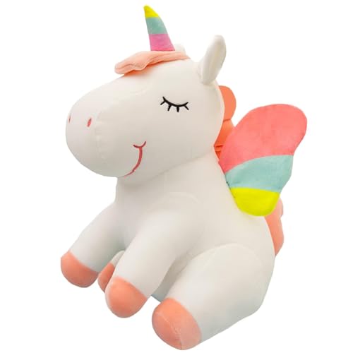 ADNOX Einhorn Plüschtier Kuscheltier Regenbogen Flügel Kinder Plüschtier 25cm Weiß (25CM/9.8Inch, White) von ADNOX