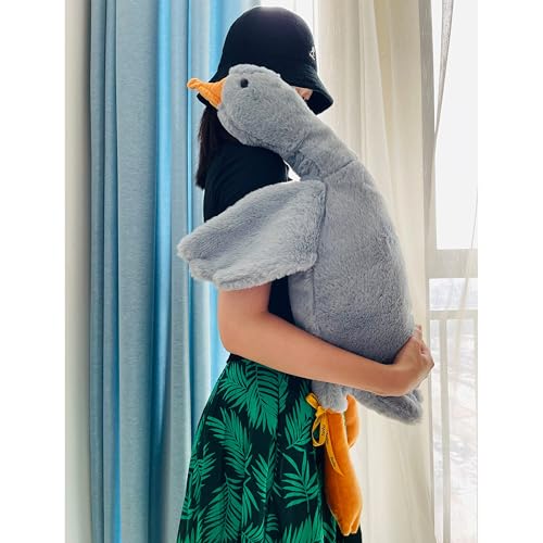 ADNOX Gans Kuscheltier, Kuscheltier Gans, Kuscheltier Plushie, Kawaii Kuscheltier Plush, Ente Kuscheltier, Großes Gänse-Stofftier (Den grauen., 90cm) von ADNOX