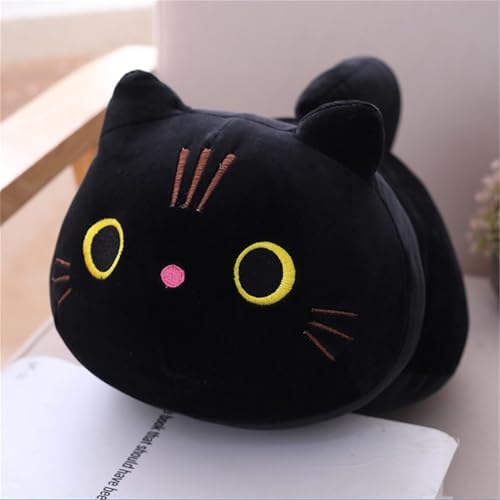 ADNOX Katze Stofftier Plüschtier, Plüschkissen Tier Kissen süße Weiche Kuscheltier Plüsch Katze Spielzeug (Schwarz,50cm) von ADNOX