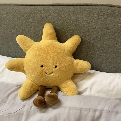 ADNOX Lächeln Sonne Plüsch Deko, Mond für Kinder zum Kuscheln Sofakissen 3D Plüschtier Geburstagsgeschenke Zier(Sonne 35cm) von ADNOX