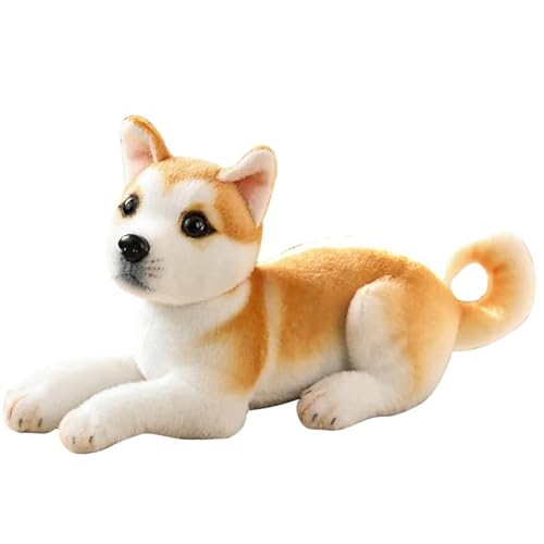 ADNOX Liegender Kuscheltier,32 cm Plüsch Hund, Stofftier Hund Lebensecht Liegender Hund Plüschtier Püppchen Simulation Tier Puppe Plüsch Schlafende Hunde für Kinde Geschenk von ADNOX