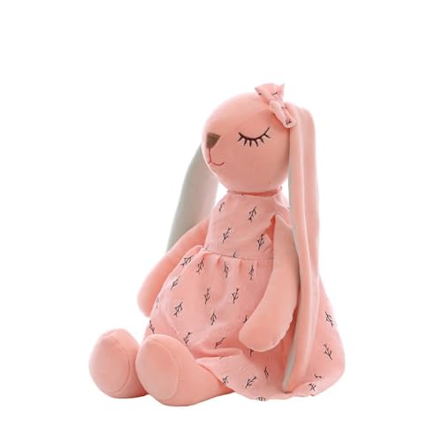 ADNOX Plüschpuppe - niedlicher Hase mit Langen Ohren aus weichem Plüsch ideal für Kinder - schlafend matt 45cm / rosa von ADNOX