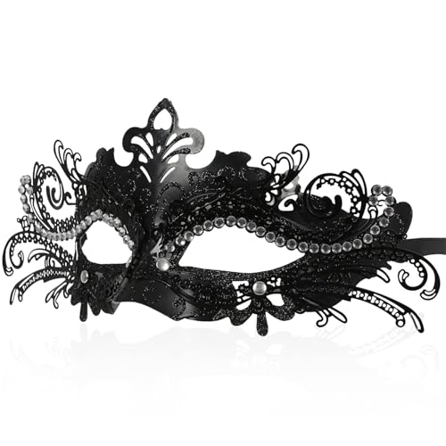 ADNOX Venezianische Maske für Männer Frauen, Luxus Maskerade Masken Mode Party PVC Maske Halloween Kostüm Maske Mardi Gra Party Karneval Augenmaske Requisiten von ADNOX