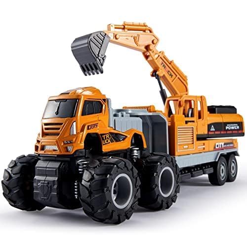 Bagger LKW Baustelle, Bagger Spielzeug, Kupplungsfahrzeuge Metall/Kunststoff, Geburtstagsgeschenk für Kinder Jungen Mädchen im Alter von 3 4 5 6 Jahren von ADNOX