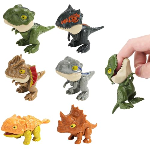 Dinosaurier Spielzeug Set 6 Stück Dino Biss Finger, Dinosaurier Finger Spielzeug, Kleine Dinosaurier Figuren, Dinosaurier Spielzeug ab 2 Jahre, Kinderpartyspielzeug, Geeignet für Kinder von ADNOX