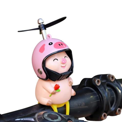 Fahrrad Motorrad Dekoration Tier Puppe Anhänger Motorrad-Lenker Verzierung Schwein mit Propeller Helm Karikatur Auto Ornamente Autozubehör Badespielzeug Geschenk für Kinder Erwachsene Stil 4 von ADNOX