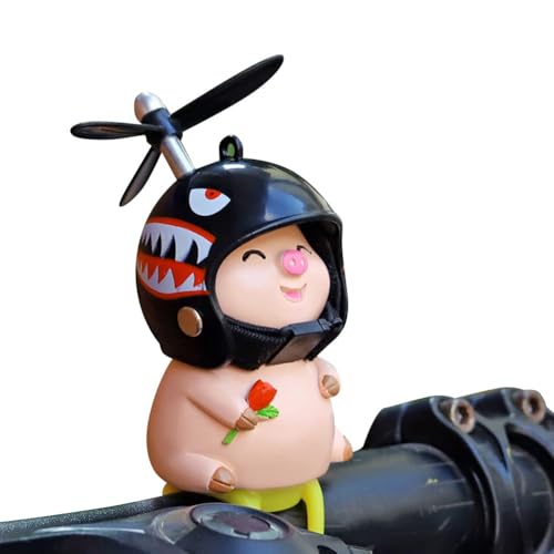 Fahrrad Motorrad Dekoration Tier Puppe Anhänger Motorrad-Lenker Verzierung Schwein mit Propeller Helm Karikatur Auto Ornamente Autozubehör Badespielzeug Geschenk für Kinder Erwachsene Stil 5 von ADNOX