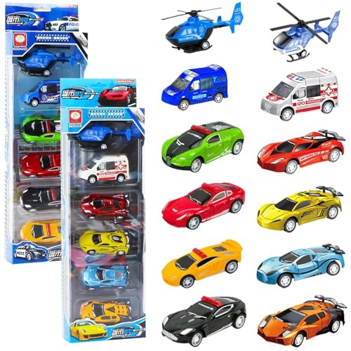 Fahrzeuge Spielzeug, 12 Stück Kinder Spielzeugauto Mini Cars Kreatives Spielzeug Auto Set Spielfahrzeuge Kunststoffe Auto Figuren Set Geeignet für Kinder ab 3 Jahren für Geburtstagsfeiern Home Spielze von ADNOX