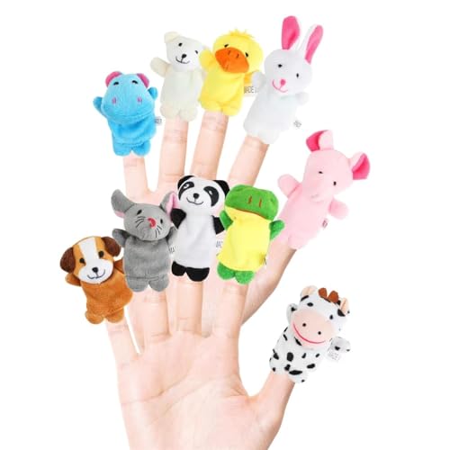 Finger-Puppen Set（10 Stück）,Finger Plüschtier Kinder,Kleine Tier Fingerspielzeug für Ostern Geburtstag Weihnachten Party Geschenke von ADNOX