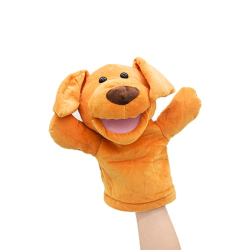 Hund Kuscheltier, Simuliertes Tier Hund Handpuppe aus Plüsch, Niedliches Rollenspiel, interaktives Früherziehungsspielzeug für Kinder, Geschenk für Freunde und Kinder von ADNOX