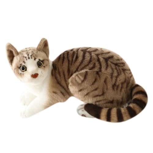 Katze Plüschtier Lebensecht, 30cm Liegendes Katze Kuscheltier Püppchen Realistische Katze Kuscheltier Stofftier Spielzeug Cartoon Plüsch Kätzchen Tierfiguren Spielzeug für Kinder Frauen Geschenk von ADNOX