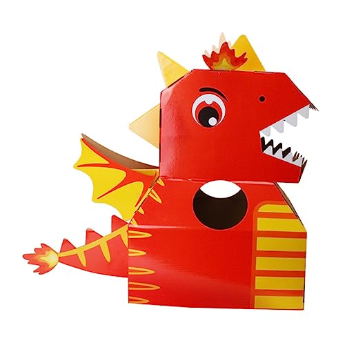 1stk Dinosaurier-Kopf Tierische Rätsel Kinder Spielset Kinderspielzeug Cosplay Für Kinder DIY Karton Kleidung Spielzeug Kinderkostüme DIY Dinosaurier Karton Kinderrätsel Papier Rot ADOCARN von ADOCARN