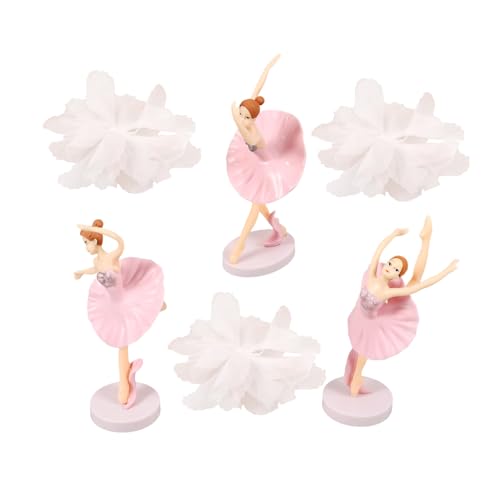 ADOCARN 1 Satz 6 Stk Ballettmädchen-ornamente Für Tänzer Gänseblümchen Dekoration Kuchenkugeln Ballerina-tortenaufsatz Ballettfiguren Kleine Ballerinafiguren Gittergewebe Rosa von ADOCARN