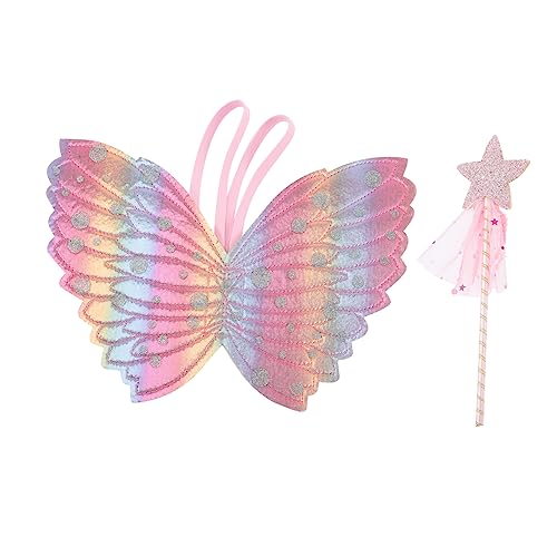 ADOCARN 1 Satz Engelsflügel feeflügeln Fairy Wand Party kinderkleidung Kinderfest Mädchen Kostüm Plüsch Feenhafter Zauberstab tragbarer Zauberstab Stoff Colorful von ADOCARN