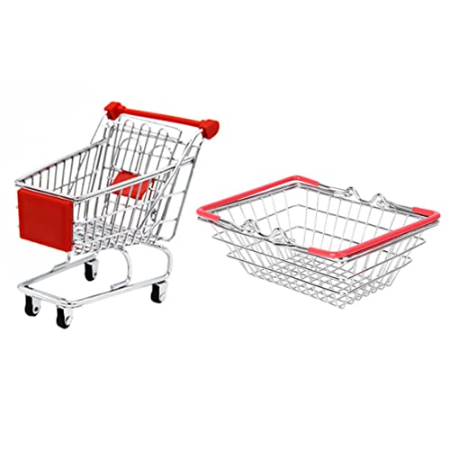 ADOCARN 1 Satz Essenskorb aus Eisen speichern Spielzeugkorb Bausatz Supermarkt einkaufskorb Storage Baskets einkaufstrolley -Einkaufsspielzeug Simulierter Warenkorb Rostfreier Stahl von ADOCARN