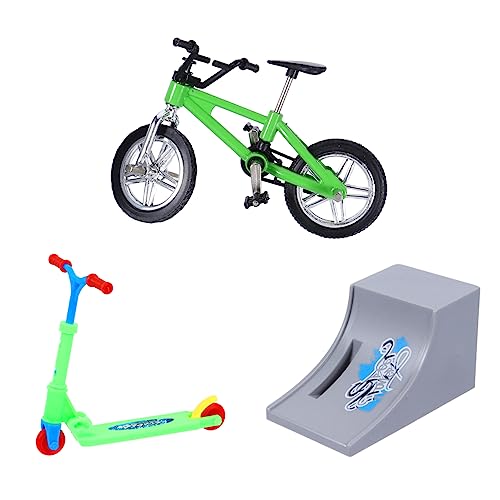 ADOCARN 1 Satz Fingerrad Mini-Skateboards Kidcraft-spielset Fahrrad Kinder+fahrräder Mikro Scooter Spielzeug Finger Faltbarer Roller Park-kit Finger-Skateboard-Park Plastik Green von ADOCARN