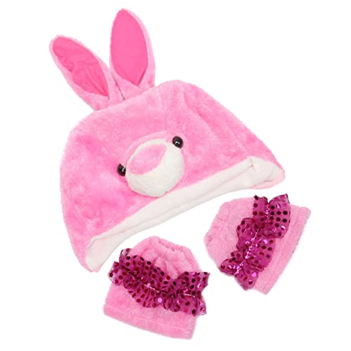 ADOCARN 1 Satz Hut mit Hasenohren Plüsch Hüte Frosch Hut lustiger Trucker-Hut Babymützen kaninchenohren rabbit ears Kuscheliger Hut tiermütze Hasenmütze Ohren Karnevals-Foto-Requisite Rosa von ADOCARN