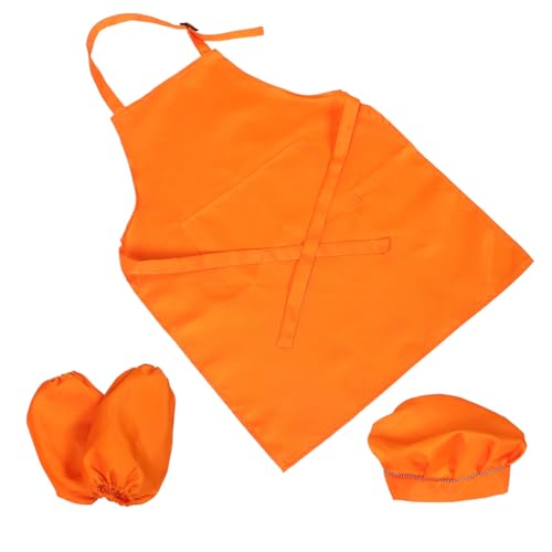 ADOCARN 1 Satz Kinderschürze Schürzen Für Kochmütze Und Schürze Für Kleinkinder Babyschürze Kleinkindschürze Kochmütze Für Kochmützen Für Kochschürze Polyester Orange von ADOCARN