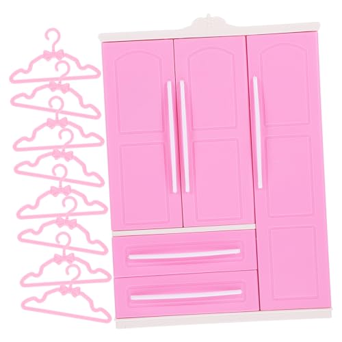 ADOCARN 1 Satz Mini-Kleider Schrank für kinderspielzeug puppenkleiderschrank Children Toys خزانة ملابس Miniaturmöbelmodell Modell Einer Mini-Hausgarderobe Plastik Rosa von ADOCARN