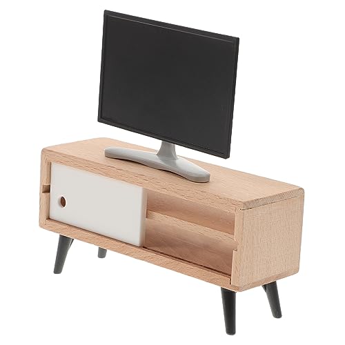 ADOCARN Chic Mini Tv Mit Ständer Für Puppenhaus 2 Stücke Miniatur Fernsehen Spielzeug Pretend Spielen Möbel Für von ADOCARN