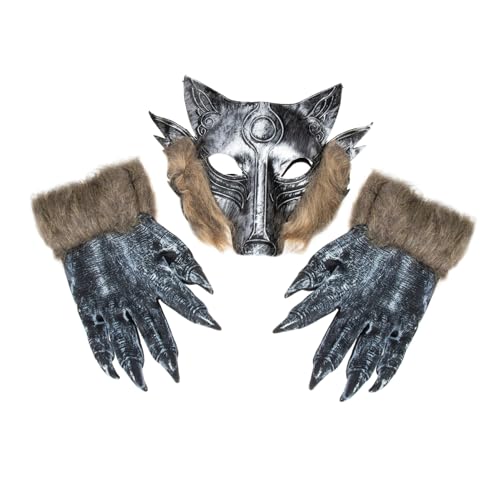 ADOCARN 1 Satz Wolfsmaske Halloween-Schädelhandschuhe Kostüm für Halloweenkostüm halloween dekoration halloween-dekoration Wolf-Cosplay-Maske Halloween-Cosplay-Requisiten Plastik von ADOCARN