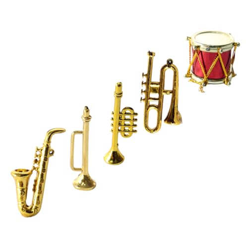 ADOCARN 1 Set Mini Saxophon Miniatur Musikinstrumente Zum Aufhängen Miniatur Trompete Mini Klarinette Piccolo Waldhorn Mini Trompeten Kleine Trommel Mini Hausschmuck von ADOCARN