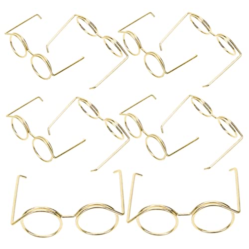 ADOCARN 10St Puppenbrille ferngläser kinderferngläser Brillenverzierung Puppenoutfit Mädchen Babypuppen Puppe Mini-Brille Mini-Puppensonnenbrille zum Basteln Metall Golden von ADOCARN