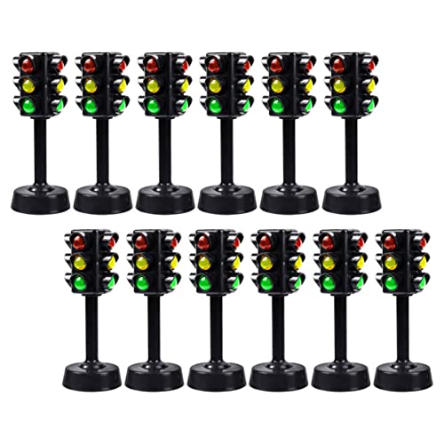 ADOCARN 12St Ampelmodell LED Lampe Straße Lichter Nacht Auto verkehrserziehung verkehrszeichen Verkehrsampel Spielset Frühpädagogisches Bildungsspielzeug Abs Black von ADOCARN