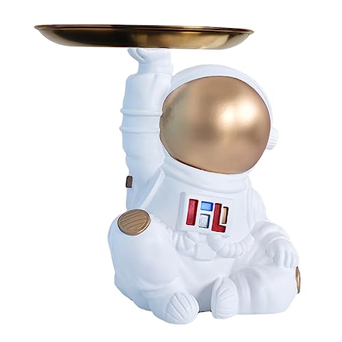 ADOCARN 1Stk Astronautentablett Maschine Astronauten-Aufbewahrungstablett Aufbewahrungstablett für Ornamente aus Kunstharz Schlüsselaufbewahrungshalter Aufbewahrungsornament Weiß von ADOCARN