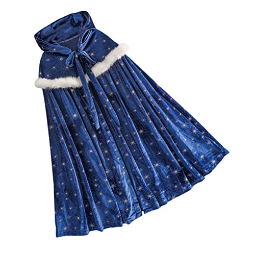 ADOCARN 1stk Poncho Mit Pelzkragen Für Kinder Cosplay-umhang Für Kinder Schicker Umhang Party-umhang Für Kinder Süßer Umhang Kinder Umhang Kinderzubehör Modischer Umhang Blue Samt von ADOCARN