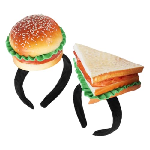 ADOCARN 2 Stück Neuheit Essen Hut Mini Hamburger Stirnband Faux Sandwich Kopfschmuck Fast Food Stirnband Für Weihnachten Geburtstag Partys Zubehör von ADOCARN