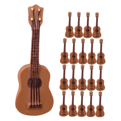 ADOCARN 25st Gitarrenmodell Winzige Gitarre Miniatur Mini-hausgitarre Gitarrendekor Kleines Bassmodell Mini-musikalische Ornamente Mini-Gitarre-Foto-Requisite Puppenhaus-dekore Harz Brown von ADOCARN