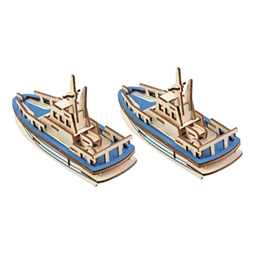 ADOCARN 2St Rettungsboot-Puzzle Puzzle rätselbuch Bastelspielzeug Pädagogisches holzkit kreative Rettungsboot-Rätsel Puzzles aus Holz Bildungsmodell Hölzern Blue von ADOCARN