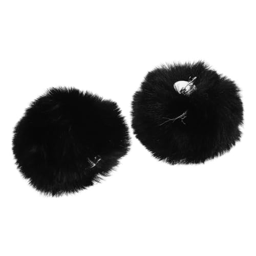 ADOCARN 2st Kaninchenschwanz-plüschball Hasenzubehör Kaninchen-Cosplay- Hasen-Party-Cosplay Flauschige Bommel-schuhclips Hasenschwanzclip An Hasenkostüm Damen Heckstütze Black von ADOCARN