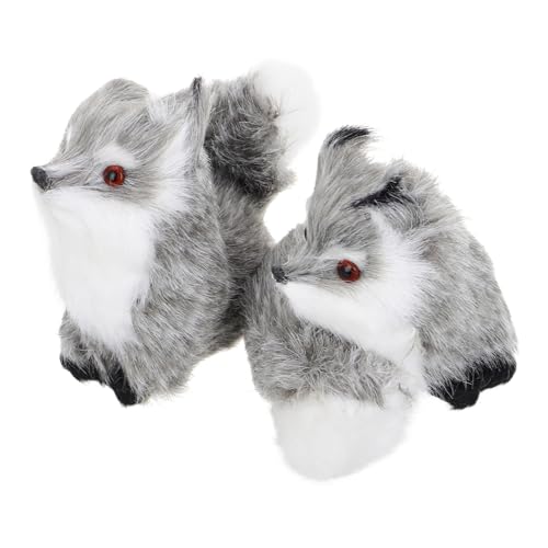 ADOCARN 2st Kleine Fuchsverzierung Fuchs-Ornament Waldtierfiguren Simulationstiere Plüschtier Fuchs Kuscheltiere Aus Dem Wald Fuchsplüsch Simulation Plüschtiere Pelziges Zeug Grey Plastik von ADOCARN