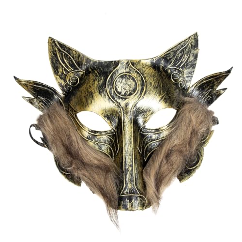 ADOCARN 2st Pelzige Wolfsmaske Halloweenkostüm Wolf-cosplay-masken Wolf-design-maske Halloween-cosplay-masken Halloween-maske Anime-cosplay-masken Maske Für Karneval Golden Haar von ADOCARN