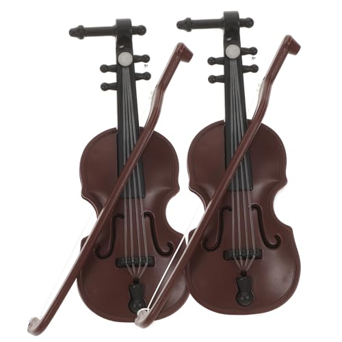 ADOCARN 2st Simulierte Geige Mini-Violine-Modell Mini-musikinstrumente-Ornamente Kleinster Geigen-schlüsselanhänger Mini- Für Musikinstrumente Kleinste Geige Der Welt Brown Abs von ADOCARN