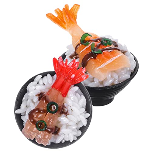 ADOCARN 2st Simulierter Sushi-Reis Essen Lebensmittel Für Die Spielküche Faux-Fleisch-Modell Lebensechtes Sushi-dekor Künstliche Fleischrequisiten Puppenhaus-miniaturen Spielen PVC von ADOCARN