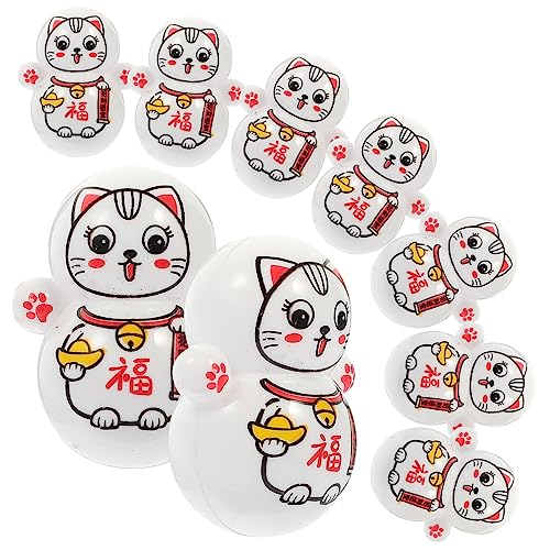 ADOCARN 30St Glückskatzenbecher kleines Desktop-Katzendekor Cartoon-Katze Katzenfiguren Animal Figures Cartoon cat Fun Toy Tumbler wackelndes Spielzeug Parade wirft Masse Eisenkugel von ADOCARN