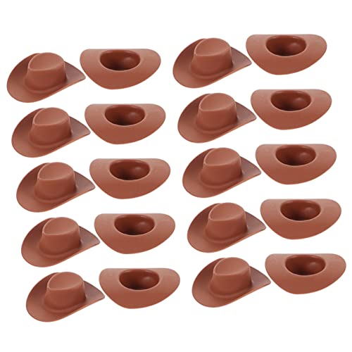 ADOCARN 30St Mini-Cowboyhut Strohhut Schutzhelm rosa Cowboyhut Paillettenhut Hut glitzernd Puppenhut Cowboyhut für Puppen Puppenhüte für Partys austauschbare Mini-Hüte Plastik Brown von ADOCARN