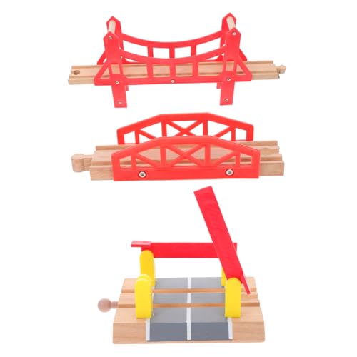 ADOCARN 3St Gleisbausteine Kinderspielzeug Bahngleise für Kinder Gleiszubehör Puzzle-Zubehör Holzspielzeug Zugbrücke Kinder holzspielzeug Gleisanlagen Bahngleisbrücken aus Holz von ADOCARN