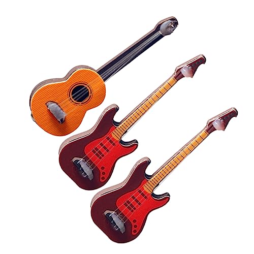 ADOCARN 3st Klassische Gitarre Kleine Gitarre Für Gitarrenfiguren Bausatz Miniatur Puppenmöbel Gitarrenmodell Mini-hausgitarre Gitarre Yellow Hölzern von ADOCARN