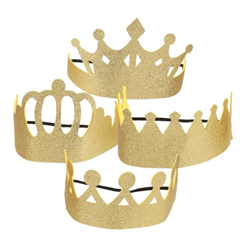 ADOCARN 4 Stück Krone Zum Kindergeburtstag Kronen-partydekorationen Kinderkrone Königskostüm Für Haarschmuck Für Babys Kronen Kostümzubehör Gefälschte Krone Polyester Golden von ADOCARN