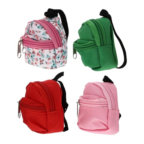 ADOCARN 4 Stück Mini-Puppenrucksack Bauchtasche Mini-Rucksack für Puppen Puppenhaus Toys spielsachen für Mini- -DIY-Accessoire Mikroszenenverzierung Stoff von ADOCARN