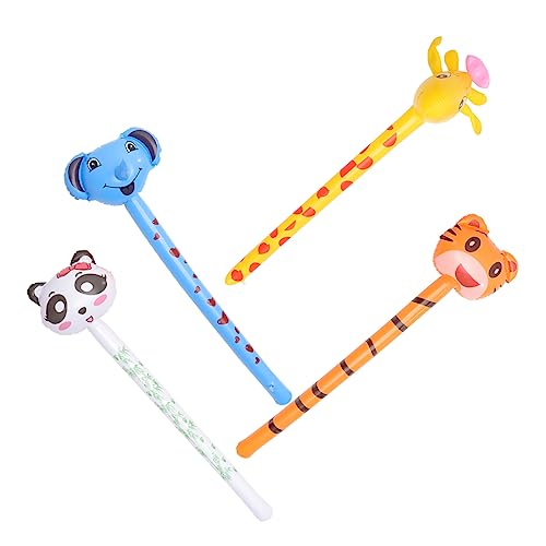 ADOCARN 4 Stücke Pvc Aufblasbare Tier Spielzeug Jungen und Mädchen Party Requisiten Kreative Tier Spielzeug Stick Spielzeug für Kinder von ADOCARN