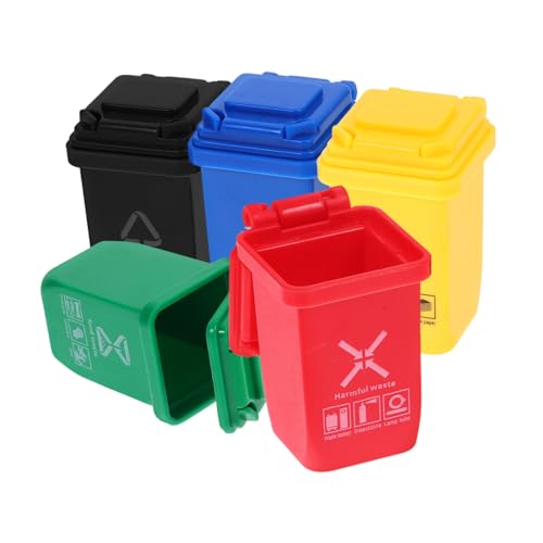 ADOCARN 5St Mini-Mülleimer Miniatur-Mülleimermodell kleine Tonne Auto Mülleimer Spielzeugkisten Kind puppenhauszubehör Mini Trash can Puppenhaus-Abfallbehälter Puppenhaus-Mülleimer Plastik von ADOCARN