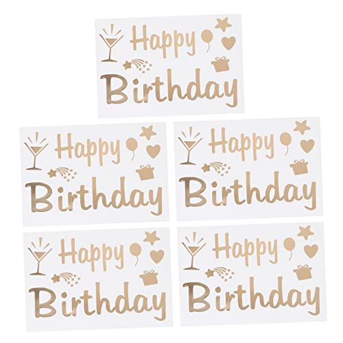 ADOCARN 5er Set Kreative Geburtstagsballon Aufkleber Selbstklebende Deko Für Geburtstagsfeiern Goldene Happy Birthday Sticker Für Party Dekoration DIY Ballon Dekorationsideen von ADOCARN