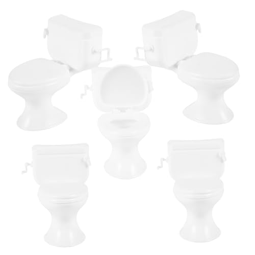 ADOCARN 5st Toilettenmodell Toilettenspielzeug Für Babys Miniaturen Tu So, Als Würdest Du Toilette Puppe Toilettentopf Tragbares Töpfchen Toilettenkolben Badespielzeug Abs Weiß von ADOCARN